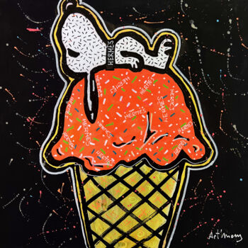 Malerei mit dem Titel "Snoopy Gourmand" von Patricia Ducept (Art'Mony), Original-Kunstwerk, Acryl