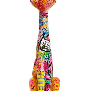 「Chat Pop Art」というタイトルの彫刻 Patricia Ducept (Art'Mony)によって, オリジナルのアートワーク, 樹脂