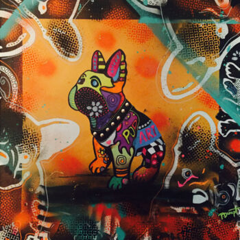 Malarstwo zatytułowany „Arty bulldog.jpg” autorstwa Patricia Ducept (Art'Mony), Oryginalna praca, Akryl