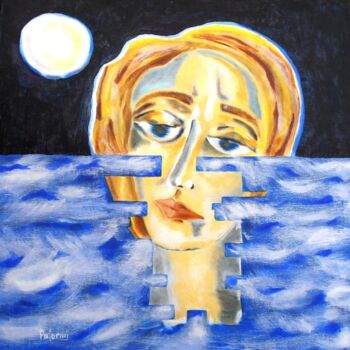Malarstwo zatytułowany „Alfonsina y el mar” autorstwa Patricia Fernández Miranda (Pafermi), Oryginalna praca, Akryl