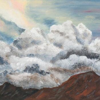 Painting titled "Clouds Enshroud San…" by Patricia Gould, Original Artwork, Acrylic Mounted on Wood Stretcher frame