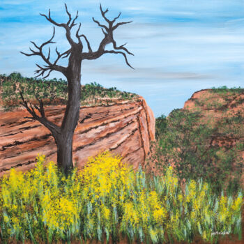 Schilderij getiteld "Desert Colors IV" door Patricia Gould, Origineel Kunstwerk, Acryl Gemonteerd op Frame voor houten branc…