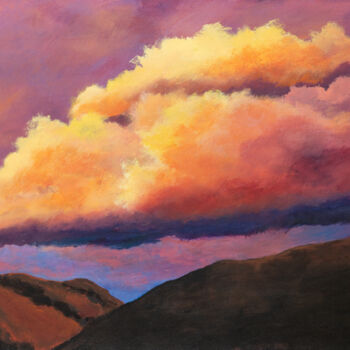 Painting titled "Sandia Sunset" by Patricia Gould, Original Artwork, Acrylic Mounted on Wood Stretcher frame