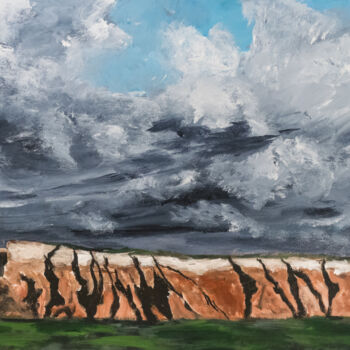 Peinture intitulée "Storm on the Mesa" par Patricia Gould, Œuvre d'art originale, Acrylique Monté sur Châssis en bois