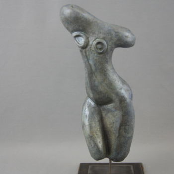 Sculpture titled "femme en bleu019" by Patricia Grenier, Original Artwork, Ceramics