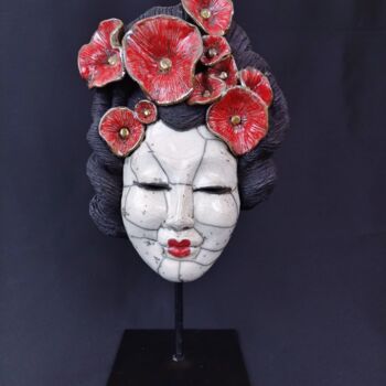 Sculpture titled "Misaki" by Patricia Grenier, Original Artwork, Clay Mounted on Metal