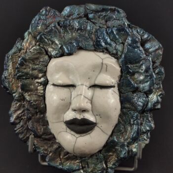 Sculpture intitulée "masque mural" par Patricia Grenier, Œuvre d'art originale, Céramique