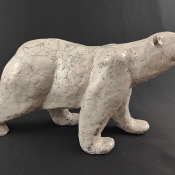 Sculpture intitulée "ours blanc" par Patricia Grenier, Œuvre d'art originale, Céramique