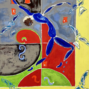 Pintura intitulada "La danseuse bleue" por Patricia Langrand, Obras de arte originais, Acrílico