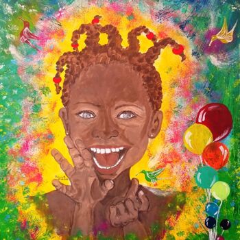 Pintura titulada "Invitation à la joie" por Patricia M. Le Démon Du Crayon, Obra de arte original, Pigmentos Montado en Bast…