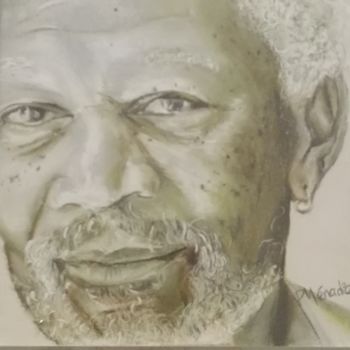 Drawing titled "Morgan Freeman" by Patricia Menadier, Original Artwork, Pastel