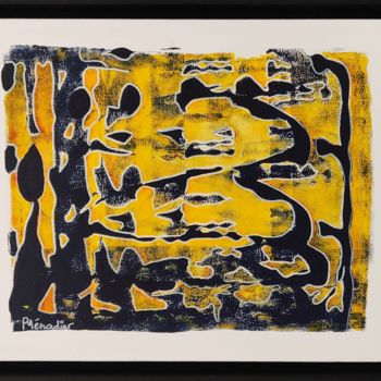 Painting titled "impressions jaunes…" by Patricia Menadier, Original Artwork, Acrylic