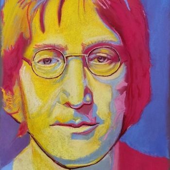 Dessin intitulée "John Lennon" par Patricia Menadier, Œuvre d'art originale, Pastel