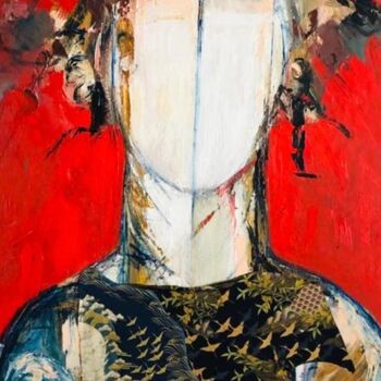Картина под названием "Etude de femme" - Patricia Mulko, Подлинное произведение искусства, Масло Установлен на Деревянная па…