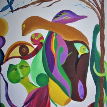 Peinture intitulée "Entrelacement ( int…" par Patricia Neveux, Œuvre d'art originale, Huile
