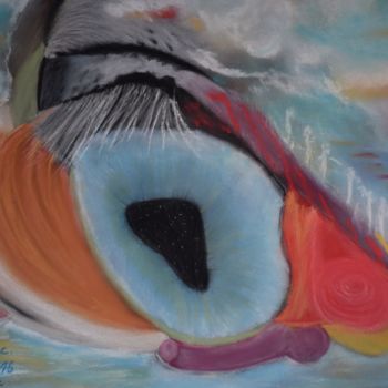 Рисунок под названием "Regard du ciel" - Patricia Neveux, Подлинное произведение искусства, Пастель