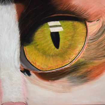Pintura titulada "oeil de laperm(chat)" por Patricia Neveux, Obra de arte original