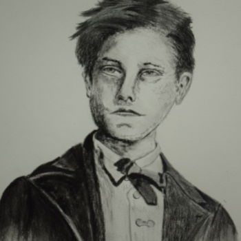 Drawing titled "Arthur Rimbaud" by Patricia Neveux, Original Artwork, Graphite