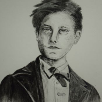 Рисунок под названием "Arthur Rimbaud" - Patricia Neveux, Подлинное произведение искусства, Графит