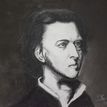 Drawing titled "Frédéric CHOPIN" by Patricia Neveux, Original Artwork, Graphite