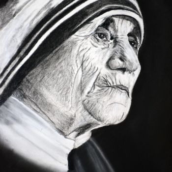 Рисунок под названием "Sœur teresa" - Patricia Neveux, Подлинное произведение искусства, Графит