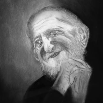 Dessin intitulée "L'Abbé-pierre" par Patricia Neveux, Œuvre d'art originale, Graphite