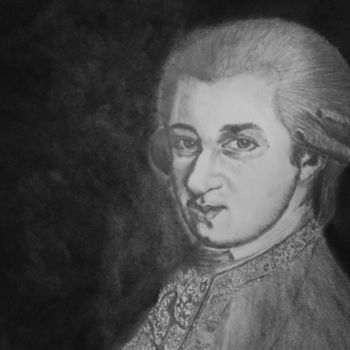 Zeichnungen mit dem Titel "Mozart (Wolfgang Am…" von Patricia Neveux, Original-Kunstwerk, Graphit