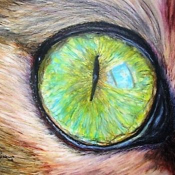 Schilderij getiteld "regard de chats au…" door Patricia Neveux, Origineel Kunstwerk, Pastel