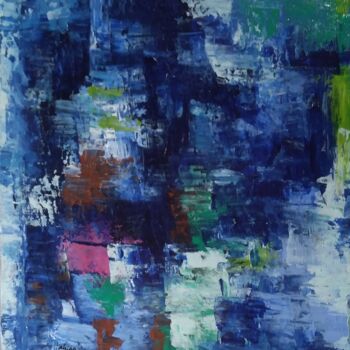 Pintura intitulada "Tela azul abstrato" por Patricia Olìveira, Obras de arte originais, Acrílico