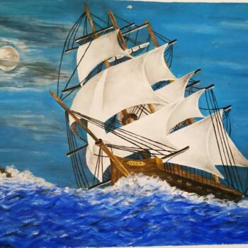 Pittura intitolato "histoire de marins" da Patricia Poulot, Opera d'arte originale, Acrilico Montato su Telaio per barella i…
