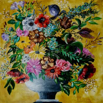Peinture intitulée "Le bouquet" par Patricia Poulot, Œuvre d'art originale, Acrylique