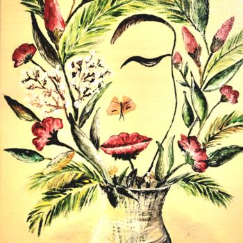 Pintura titulada "Mademoiselle Fleur" por Patricia Poulot, Obra de arte original, Acrílico Montado en Bastidor de camilla de…