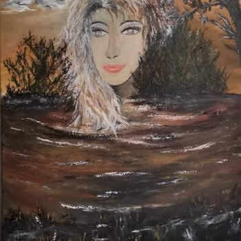 Painting titled "Dame nature" by Patricia Poulot, Original Artwork, Acrylic Mounted on Wood Stretcher frame