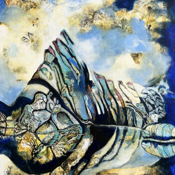 Peinture intitulée "La montagne et l’ea…" par Patricia Quenouillere, Œuvre d'art originale, Acrylique