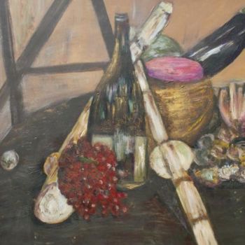 Peinture intitulée "La grappe de raisin" par Patricia Renault, Œuvre d'art originale, Huile