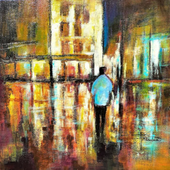 Peinture intitulée "Around midnight" par Patricia Ritschard, Œuvre d'art originale, Acrylique Monté sur Châssis en bois