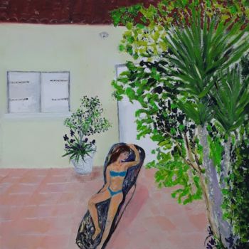 Картина под названием "La sieste" - Patricia Sensidoni, Подлинное произведение искусства, Масло