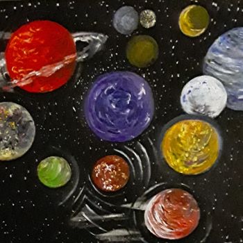 Картина под названием "Galaxie" - Patricia Sensidoni, Подлинное произведение искусства, Масло Установлен на Деревянная рама…