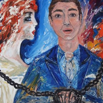 Картина под названием "Vive les mariés," - Patricia Sensidoni, Подлинное произведение искусства, Масло Установлен на Деревян…
