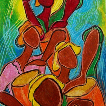 Peinture intitulée "Candombe de Nomeolv…" par Patricia Silva Ibáñez, Œuvre d'art originale, Huile