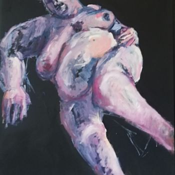 Painting titled "Nu couché" by Patricia Vasseur, Original Artwork, Pastel Mounted on Wood Panel