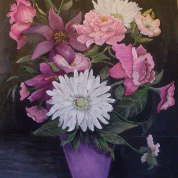 Painting titled "FLEURS ENSOLEILLEES" by Patricia André, Original Artwork, Oil