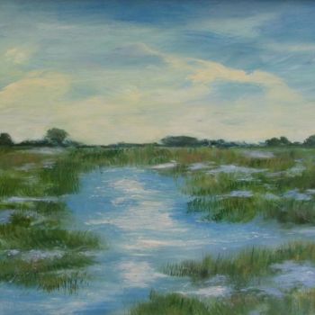 Peinture intitulée "The Flooded Marsh" par Patricia Barone, Œuvre d'art originale, Huile