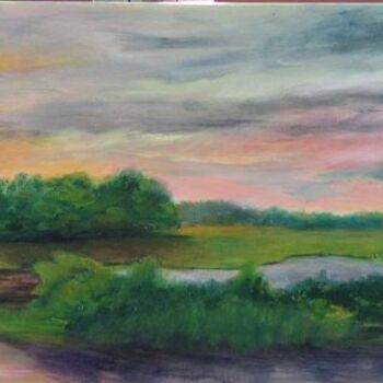 Painting titled "Afterglow" by Patricia Barone, Original Artwork, Oil
