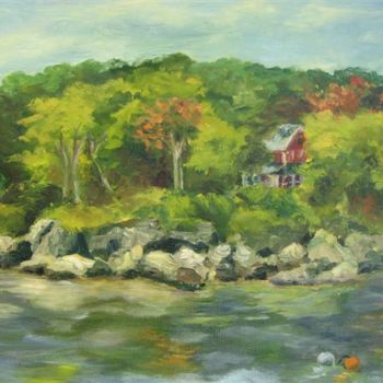 Painting titled "New Harbor, Maine" by Patricia Barone, Original Artwork, Oil