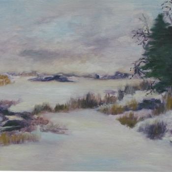 Painting titled "Winter Marsh" by Patricia Barone, Original Artwork, Oil