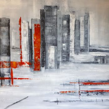 Pintura intitulada "Ville abstraite" por Patricia Concordet (Patriciachevalblanc), Obras de arte originais, Acrílico