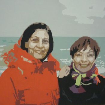Painting titled "Deux amies" by Patricia Herve, Original Artwork, Oil