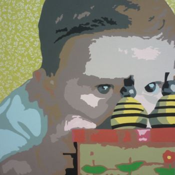 Peinture intitulée "Mila et ses abeilles" par Patricia Herve, Œuvre d'art originale, Huile