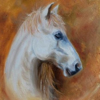 Malerei mit dem Titel ""saphir "cheval ibé…" von Patricia Hyvernat, Original-Kunstwerk, Öl